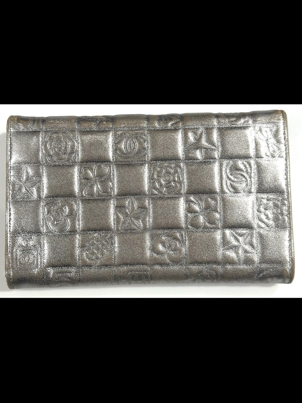 CHANEL - Metallic Quilted CC Logo Wallet Icon Series Leather RARE!! - Picture 2 of 10